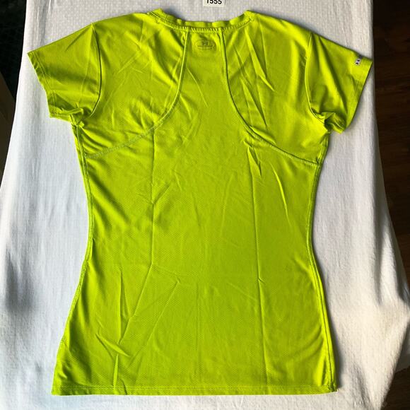 Under Armour Women Short Sleeve Workout Fitted T-shirt size M, Solid Neon Green - Picture 7 of 8